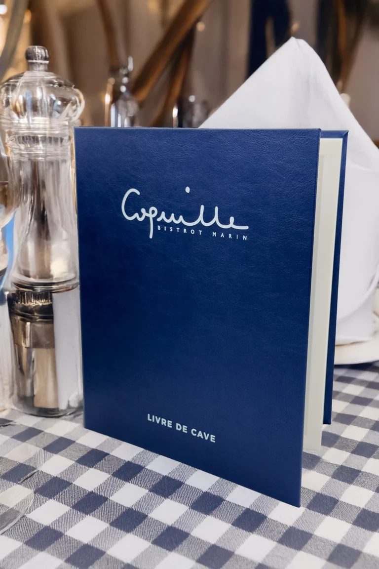 Porte menu personnalisé à vis, Matière simili cuir bleu