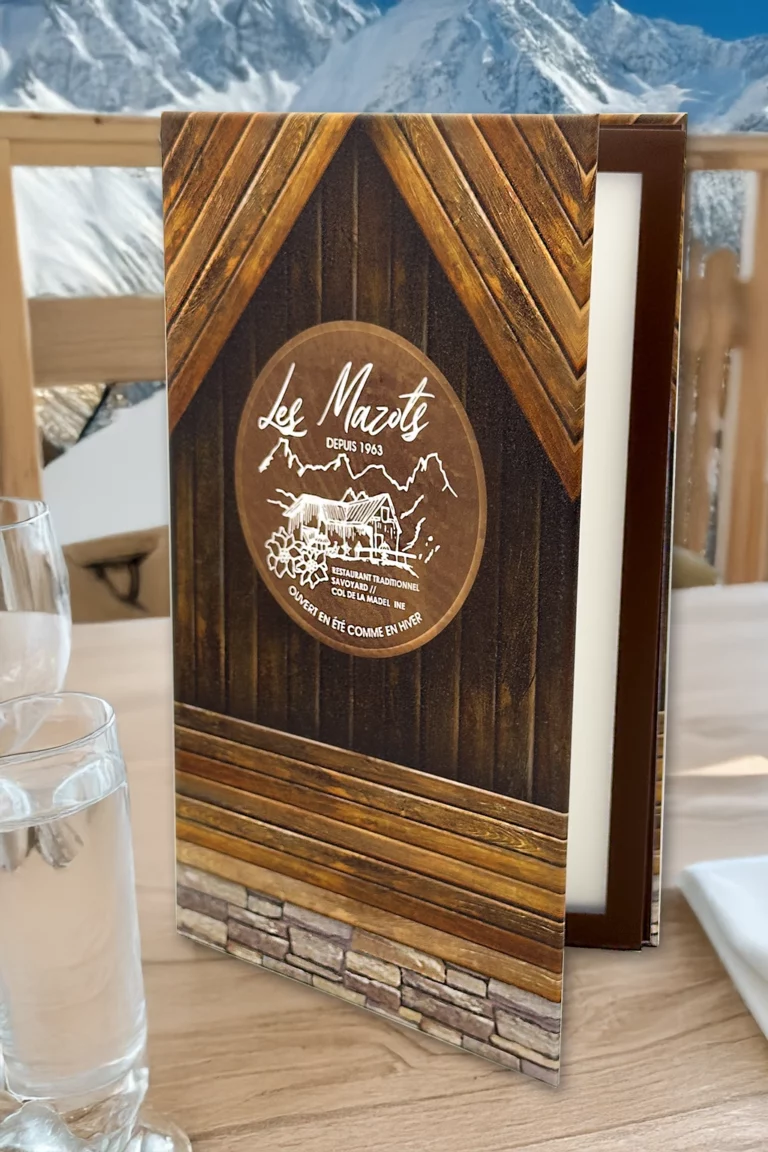 Porte menu personnalisé, impression quadri